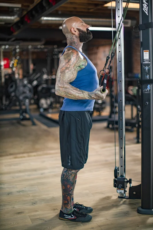 Kneeling Reverse Grip Triceps Press Down